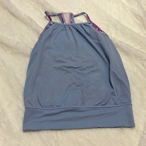 girls ivivva  light blue/purple tank top with attached sports bra